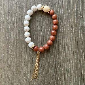 Gemstone stretch bracelet with chains